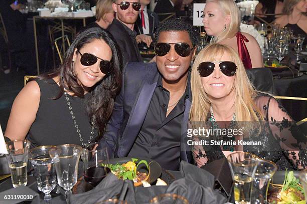 Actress Nicole Pantenburg, singer/songwriter Babyface and event co-chair Iris Smith attend The Art of Elysium presents Stevie Wonder's HEAVEN -...