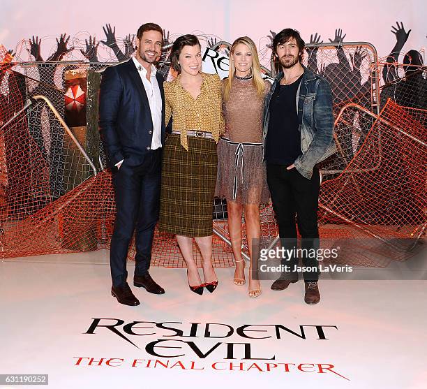 William Levy, Milla Jovovich, Ali Larter and Eoin Macken attend a photo call for "Resident Evil: The Final Chapter" at The London Hotel on January 7,...