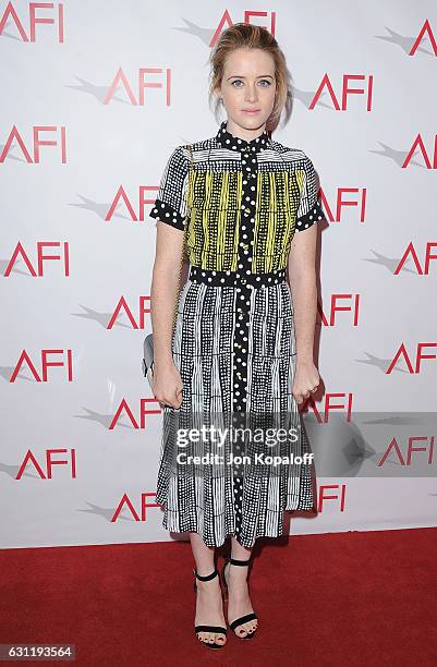 Actress Claire Foy arrives at the 17th Annual AFI Awards at Four Seasons Hotel Los Angeles at Beverly Hills on January 6, 2017 in Los Angeles,...