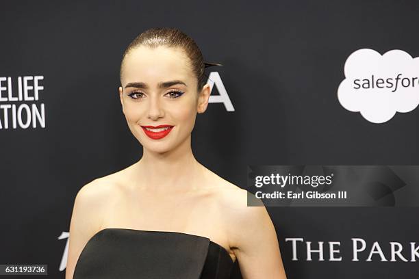 Actress/model Lily Collins attends the 6th Annual Sean Penn & Friends HAITI RISING Gala Benefiting J/P Haitian Relief Organzation at Montage Beverly...