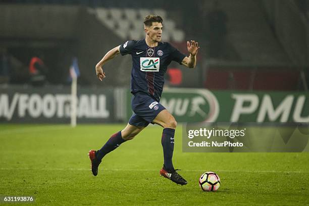 Paris Saint-Germain's Thomas Meunier during the French Cup football match between Paris-saint-Germain and Bastia at the Parc des Princes stadium in...