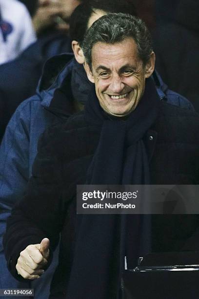Former French President Nicolas Sarkozy during the French Cup football match between Paris-saint-Germain and Bastia at the Parc des Princes stadium...