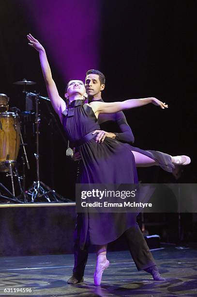 Dancers perform onstage during The Art of Elysium presents Stevie Wonder's HEAVEN - Celebrating the 10th Anniversary at Red Studios on January 7,...