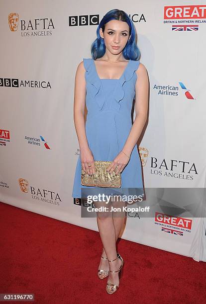 Actress Hannah Marks arrives at The BAFTA Tea Party at Four Seasons Hotel Los Angeles at Beverly Hills on January 7, 2017 in Los Angeles, California.