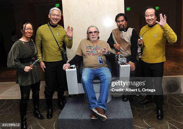 Actor Bobby Clark with Star Trek cosplayers Michelle Wells, Mark Lum, Bill Arucan and David Cheng attend The Hollywood Show held at The Westin Los...