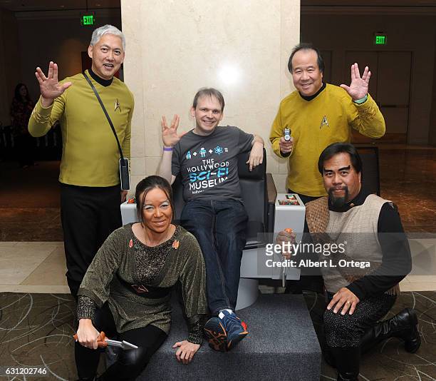 Hollywood Sci-Fi Museum Huston Huddelston and Star Trek cosplayers Mark Lum, David Cheng and Bill Arucan attend The Hollywood Show held at The Westin...