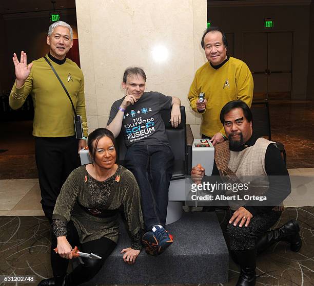 Hollywood Sci-Fi Museum Huston Huddelston and Star Trek cosplayers Mark Lum, David Cheng and Bill Arucan attend The Hollywood Show held at The Westin...