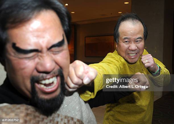 Star Trek cosplayers Bill Arucan and David Cheng spar at The Hollywood Show held at The Westin Los Angeles Airport on January 7, 2017 in Los Angeles,...