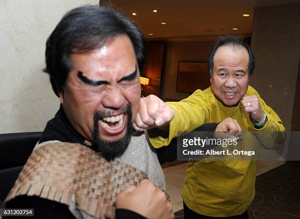 Star Trek cosplayers Bill Arucan and David Cheng spar at The Hollywood Show held at The Westin Los Angeles Airport on January 7, 2017 in Los Angeles,...