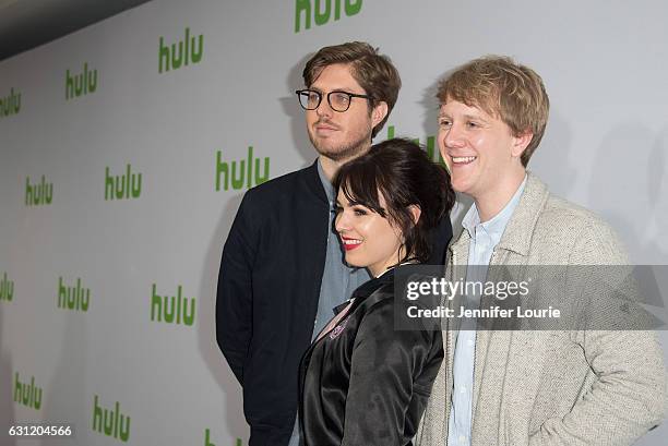 Actor Thomas Ward, actress Emily Barclay and comedian Josh Thomas attend the 2017 Hulu Winter TCA Tour at the Langham Hotel on January 7, 2017 in...