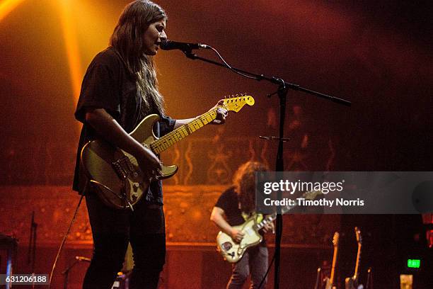 Bethany Cosentino and Bobb Bruno of Best Coast perform during The Smell's 19th Anniversary benifit concert at The Belasco Theater on January 7, 2017...