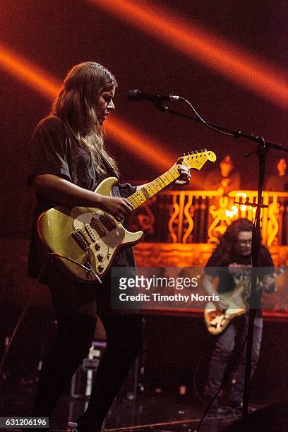 Bethany Cosentino and Bobb Bruno of Best Coast perform during The Smell's 19th Anniversary benifit concert at The Belasco Theater on January 7, 2017...