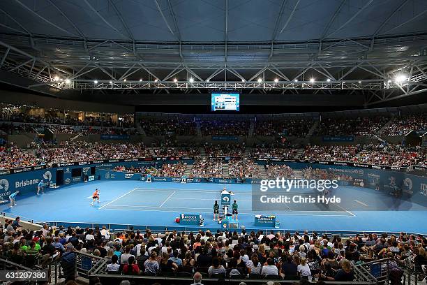 General view during the Men's Final match between Grigor Dimitrov of Bulgaria against Kei Nishikori of Japan during day eight of the Brisbane...