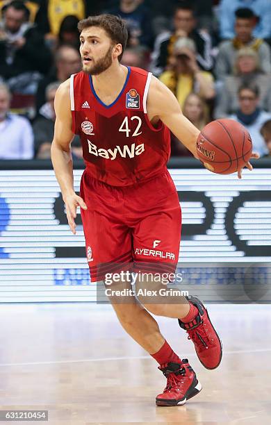 Maximilian Kleber of Muenchen controles the ball during the easyCredit BBL match between MHP Riesen Ludwigsburg and FC Bayern Muenchen at MHP Arena...