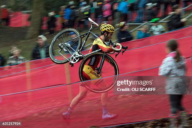 Rider Ian Field on his way to winning the Elite Men's Championship on the second day of the 2017 British Cycling National Cyclo-Cross Championships...