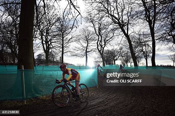 Rider Ruby Miller competes in the Elite Women's Championship on the second day of the 2017 British Cycling National Cyclo-Cross Championships in Peel...