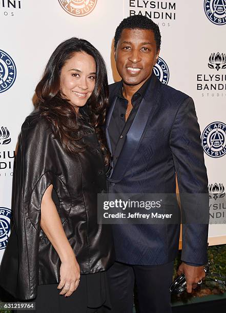 Actress Nicole Pantenburg and musician/record producer Kenny 'Babyface' Edmonds arrive at The Art of Elysium presents Stevie Wonder's HEAVEN -...