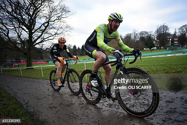 Rider David Lines competes in the Elite Men's Championship on the second day of the 2017 British Cycling National Cyclo-Cross Championships in Peel...