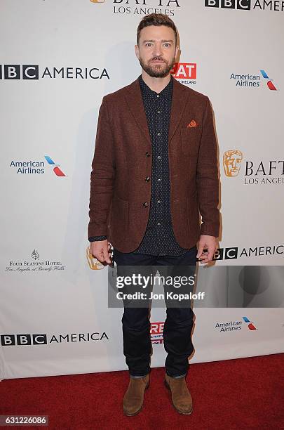 Actor Justin Timberlake arrives at The BAFTA Tea Party at Four Seasons Hotel Los Angeles at Beverly Hills on January 7, 2017 in Los Angeles,...