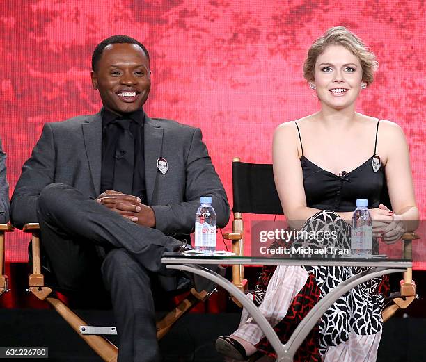 Malcolm Goodwin and Rose McIver for the "iZombie" television show speak onstage during the 2017 Winter TCA Tour Panels - CW held at The Langham...