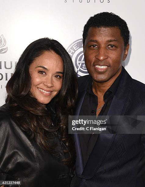 Actress Nicole Pantenburg and musician/record producer Kenny 'Babyface' Edmonds arrive at The Art of Elysium presents Stevie Wonder's HEAVEN -...