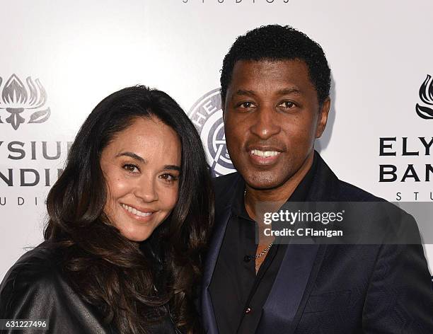 Actress Nicole Pantenburg and musician/record producer Kenny 'Babyface' Edmonds arrive at The Art of Elysium presents Stevie Wonder's HEAVEN -...