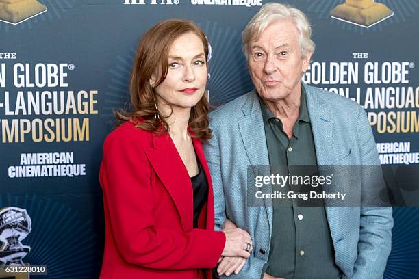 Actress Isabelle Huppert and Director Paul Verhoeven arrive for the American Cinematheque Panel Discussion With Golden Globe Nominated...