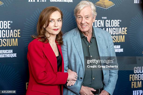 Actress Isabelle Huppert and Director Paul Verhoeven arrive for the American Cinematheque Panel Discussion With Golden Globe Nominated...