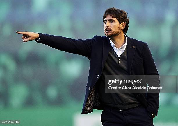 Head Coach of Real Betis Balompie Victor Sanchez del Amo gives instructions La Liga match between Real Betis Balompie v CD Leganes at Benito...