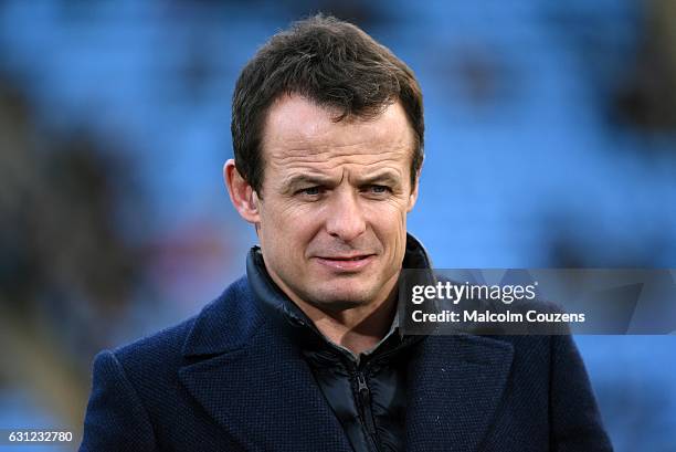 Television pundit Austin Healey looks on during the Aviva Premiership match between Wasps and Leicester Tigers at The Ricoh Arena on January 8, 2017...