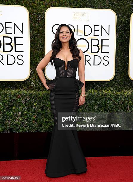 74th ANNUAL GOLDEN GLOBE AWARDS -- Pictured: TV personality Tracey Edmonds arrives to the 74th Annual Golden Globe Awards held at the Beverly Hilton...