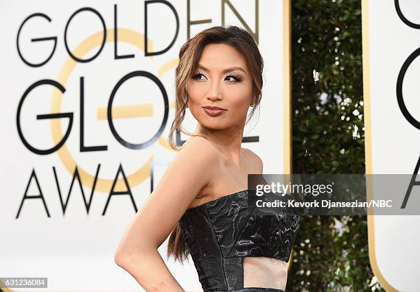 74th ANNUAL GOLDEN GLOBE AWARDS -- Pictured: Jeannie Mai arrive to the 74th Annual Golden Globe Awards held at the Beverly Hilton Hotel on January 8,...