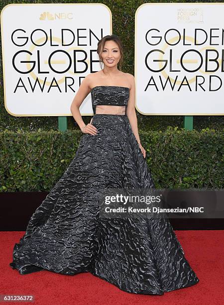 74th ANNUAL GOLDEN GLOBE AWARDS -- Pictured: TV personality Jeannie Mai arrives to the 74th Annual Golden Globe Awards held at the Beverly Hilton...