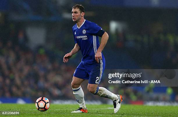 Branislav Ivanovic of Chelsea during the Emirates FA Cup Third Round between Chelsea and Peterborough United at Stamford Bridge on January 8, 2017 in...