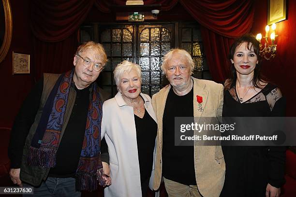 Dominique Besnehard, Line Renaud, Niels Arestrup and his Wife Isabelle Le Nouvel attend Niels Arestrup decorated "Officier de la Legion d'Honneur" at...