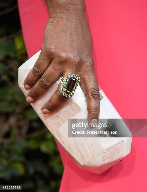 Actress Angela Bassett, fashion detail, attends the 74th Annual Golden Globe Awards at The Beverly Hilton Hotel on January 8, 2017 in Beverly Hills,...