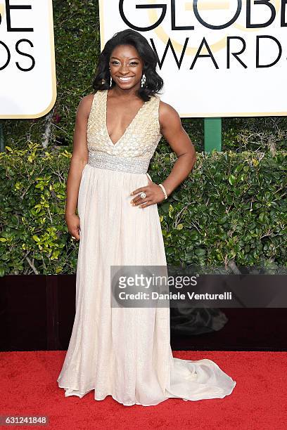 Simone Biles attends the 74th Annual Golden Globe Awards at The Beverly Hilton Hotel on January 8, 2017 in Beverly Hills, California.
