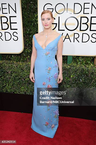74th ANNUAL GOLDEN GLOBE AWARDS -- Pictured: Actress Jessica Chastain arrives to the 74th Annual Golden Globe Awards held at the Beverly Hilton Hotel...