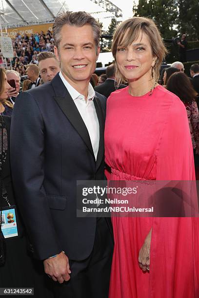 74th ANNUAL GOLDEN GLOBE AWARDS -- Pictured: Actor Timothy Olyphant and Alexis Knief arrive to the 74th Annual Golden Globe Awards held at the...