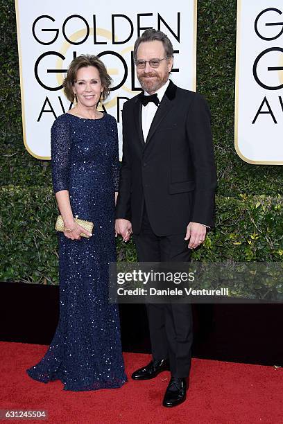 Robin Dearden and actor Bryan Cranston attend the 74th Annual Golden Globe Awards at The Beverly Hilton Hotel on January 8, 2017 in Beverly Hills,...