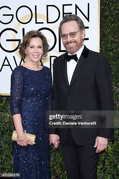 Robin Dearden and actor Bryan Cranston attend the 74th Annual Golden Globe Awards at The Beverly Hilton Hotel on January 8, 2017 in Beverly Hills,...