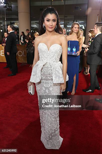 Actress Praya Lundberg at the 74th annual Golden Globe Awards sponsored by FIJI Water at The Beverly Hilton Hotel on January 8, 2017 in Beverly...