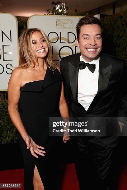 Nancy Juvonen and host Jimmy Fallon attends the 74th Annual Golden Globe Awards at The Beverly Hilton Hotel on January 8, 2017 in Beverly Hills,...