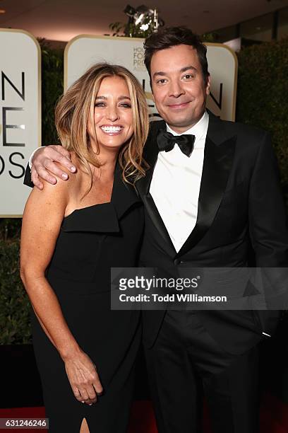 Nancy Juvonen and host Jimmy Fallon attends the 74th Annual Golden Globe Awards at The Beverly Hilton Hotel on January 8, 2017 in Beverly Hills,...