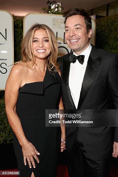 Nancy Juvonen and host Jimmy Fallon attends the 74th Annual Golden Globe Awards at The Beverly Hilton Hotel on January 8, 2017 in Beverly Hills,...