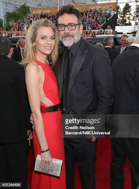 74th ANNUAL GOLDEN GLOBE AWARDS -- Pictured: Actors Hilarie Burton and Jeffrey Dean Morgan arrive to the 74th Annual Golden Globe Awards held at the...