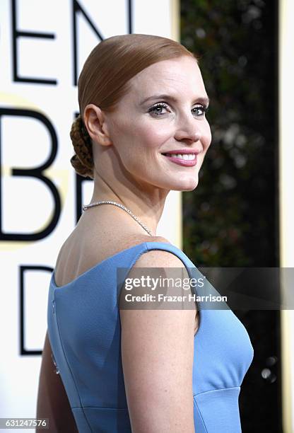 Actress Jessica Chastain attends the 74th Annual Golden Globe Awards at The Beverly Hilton Hotel on January 8, 2017 in Beverly Hills, California.