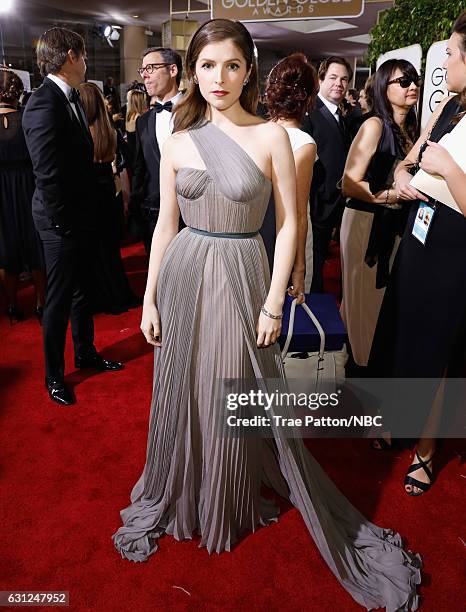 74th ANNUAL GOLDEN GLOBE AWARDS -- Pictured: Actress Anna Kendrick arrives to the 74th Annual Golden Globe Awards held at the Beverly Hilton Hotel on...