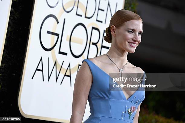 Actress Jessica Chastain attends the 74th Annual Golden Globe Awards at The Beverly Hilton Hotel on January 8, 2017 in Beverly Hills, California.