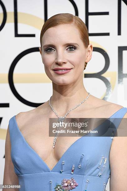 Actress Jessica Chastain attends the 74th Annual Golden Globe Awards at The Beverly Hilton Hotel on January 8, 2017 in Beverly Hills, California.